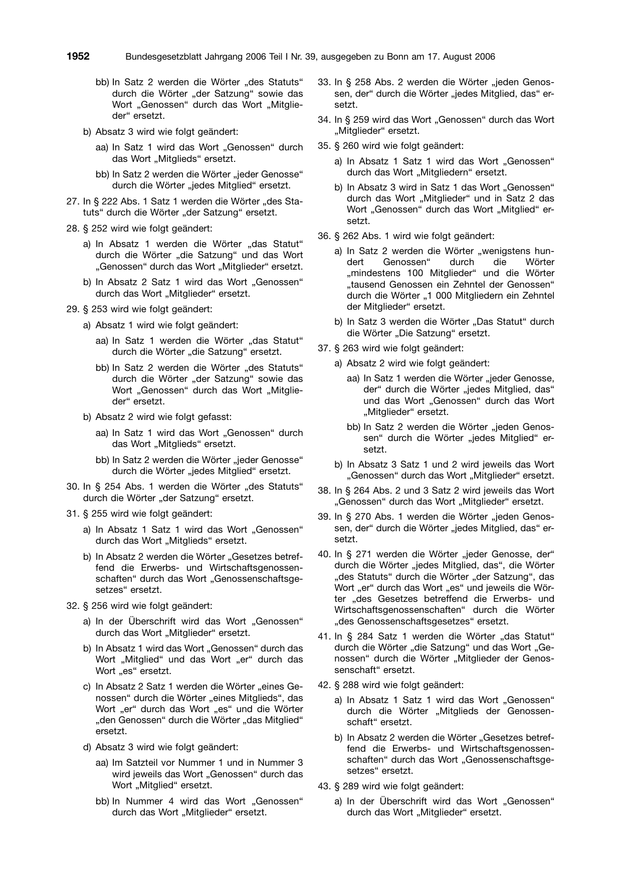 BGBl. 2006, Seite 1952 — Originalseite als Abbildung