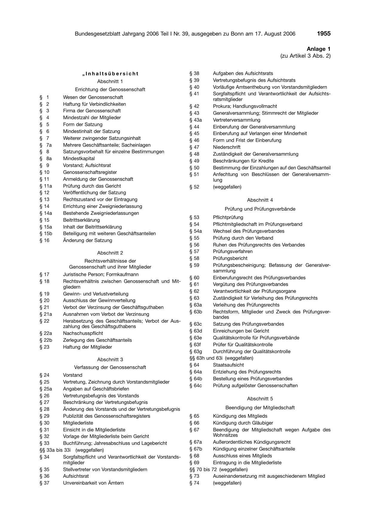BGBl. 2006, Seite 1955 — Originalseite als Abbildung