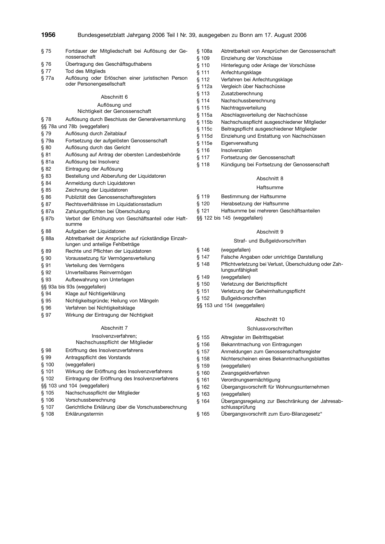 BGBl. 2006, Seite 1956 — Originalseite als Abbildung