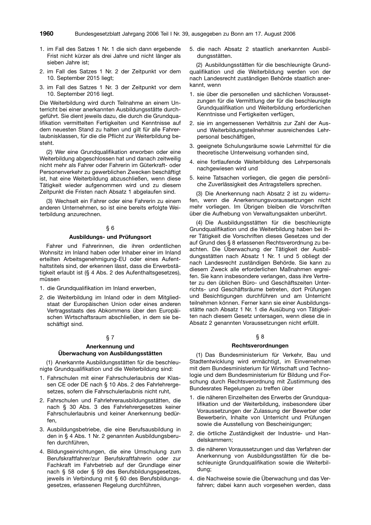 BGBl. 2006, Seite 1960 — Originalseite als Abbildung