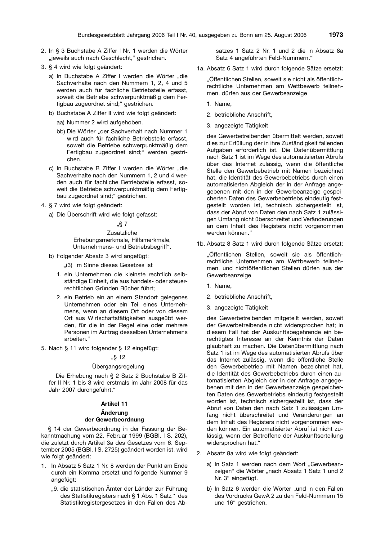 BGBl. 2006, Seite 1973 — Originalseite als Abbildung