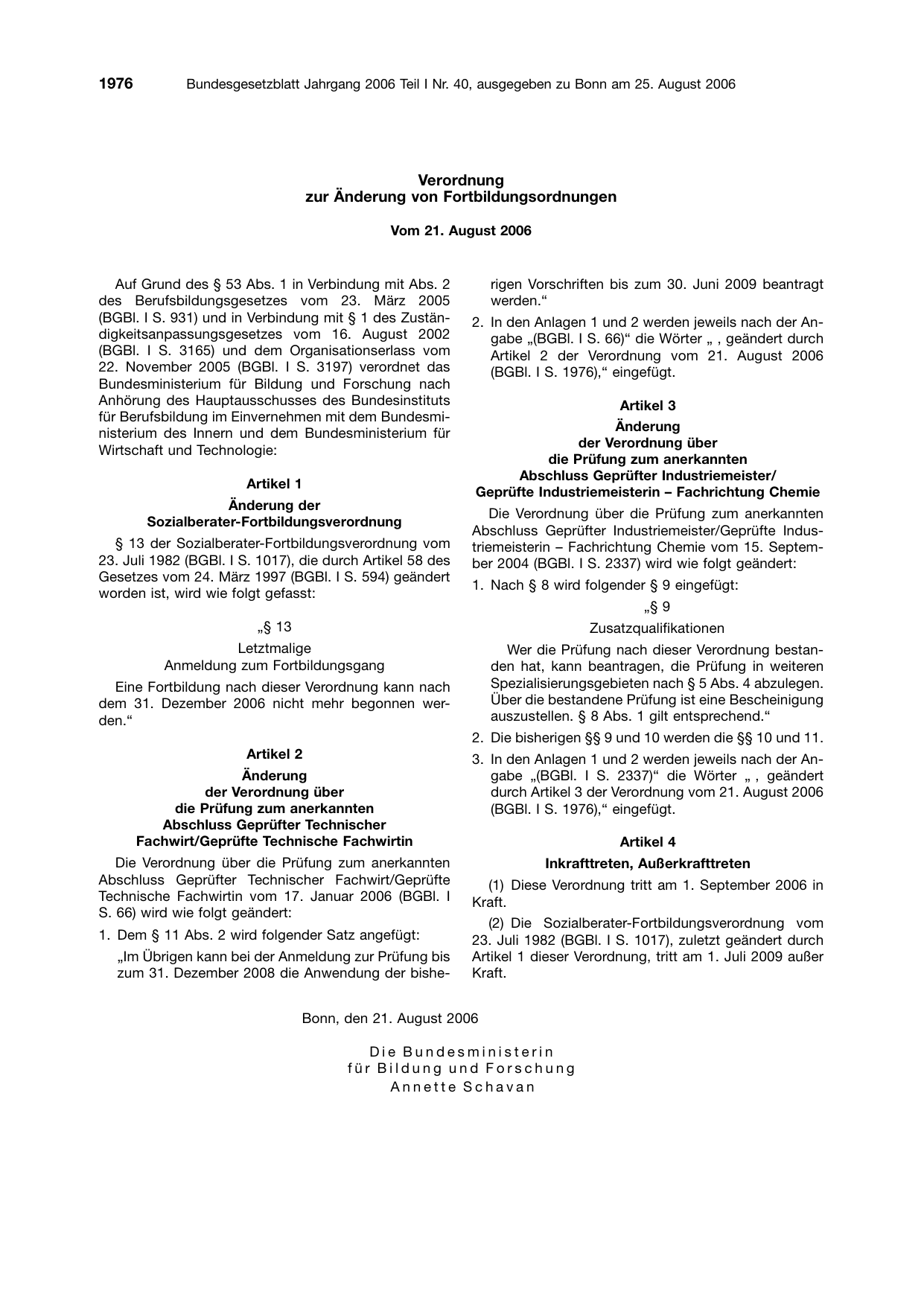 BGBl. 2006, Seite 1976 — Originalseite als Abbildung