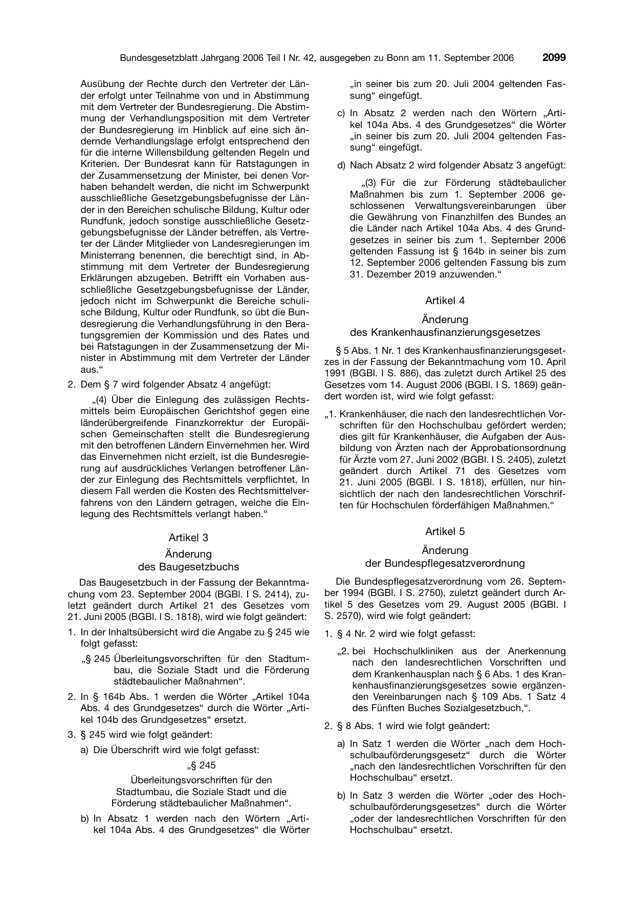 BGBl. 2006, Seite 2099 — Originalseite als Abbildung