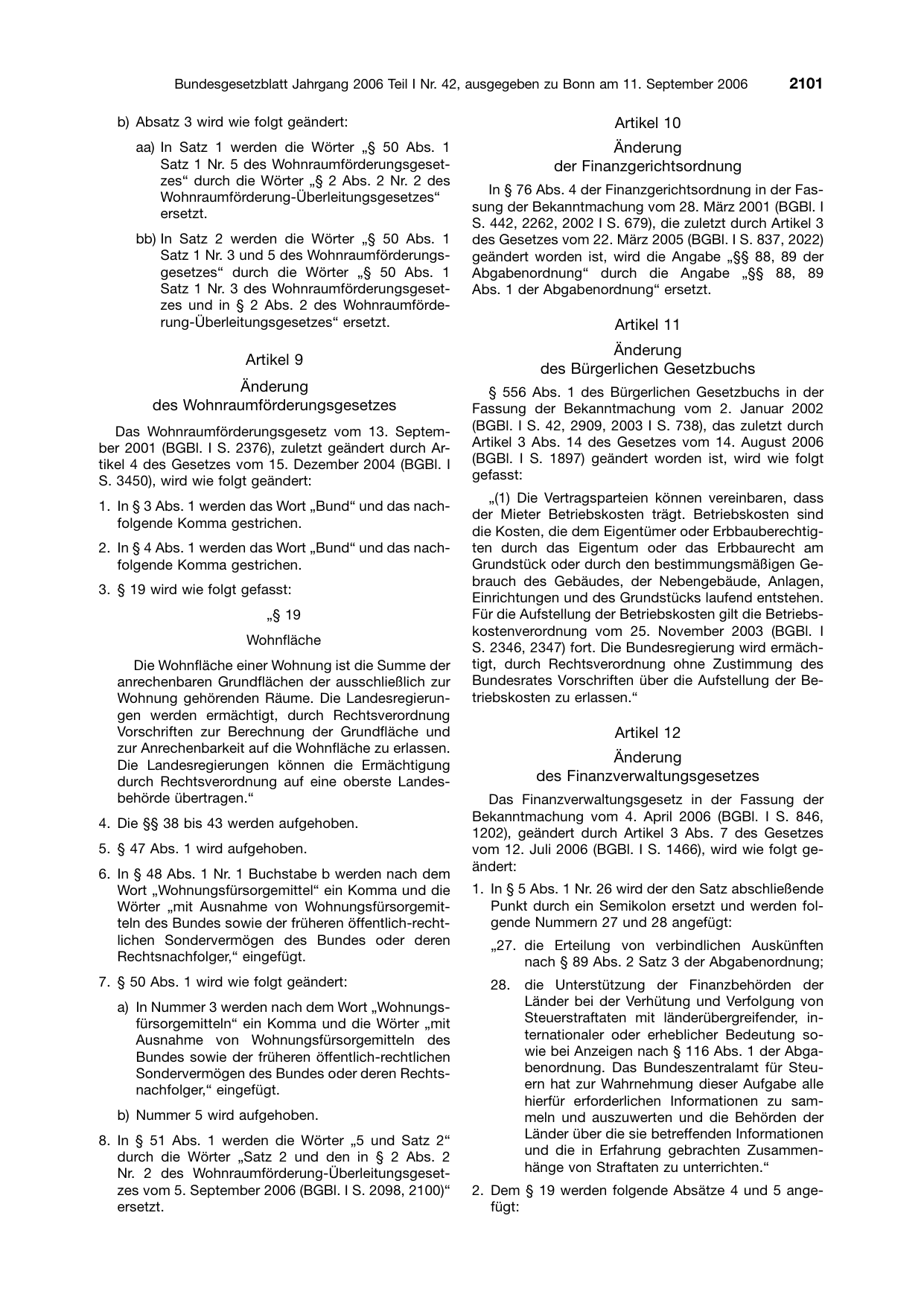 BGBl. 2006, Seite 2101 — Originalseite als Abbildung