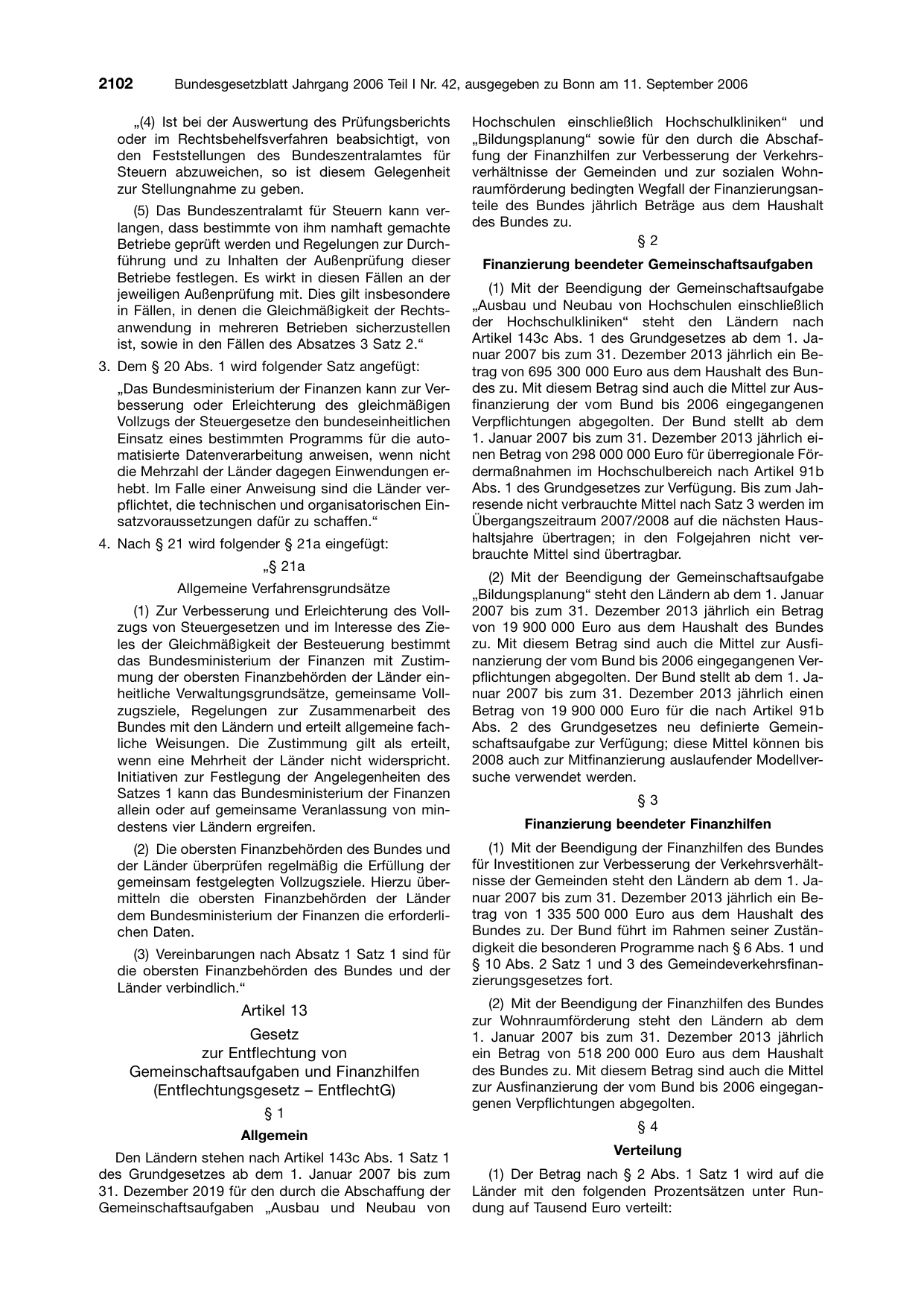 BGBl. 2006, Seite 2102 — Originalseite als Abbildung
