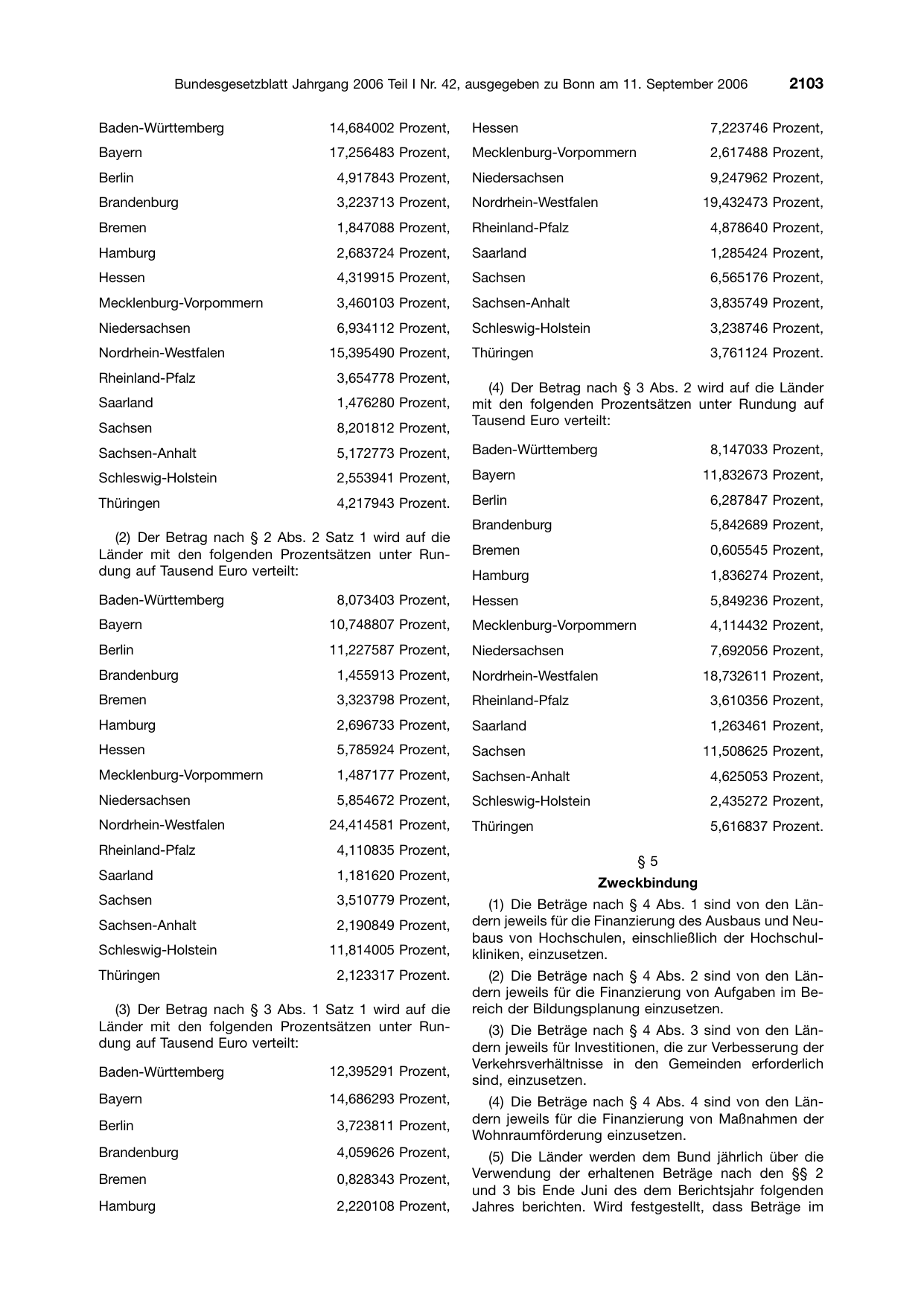 BGBl. 2006, Seite 2103 — Originalseite als Abbildung