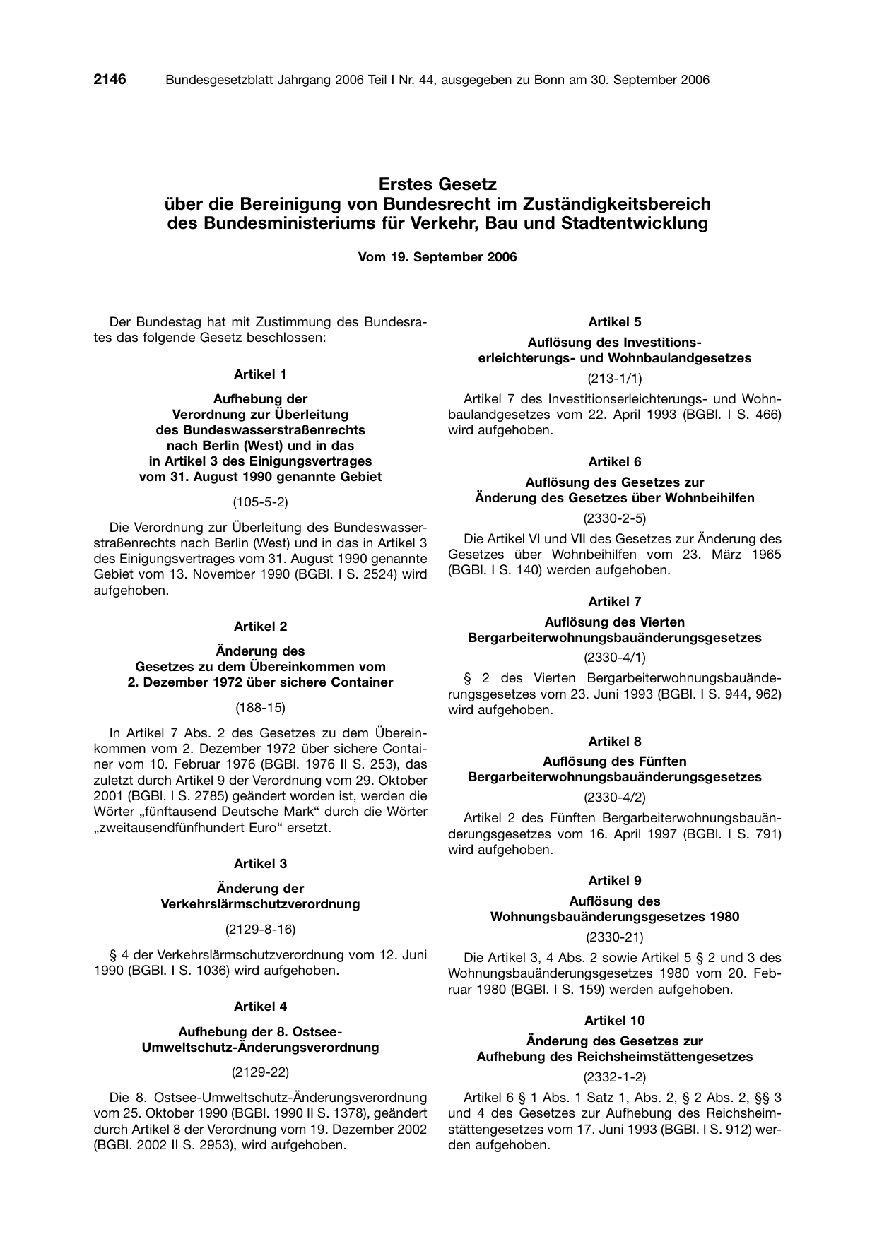 BGBl. 2006, Seite 2146 — Originalseite als Abbildung