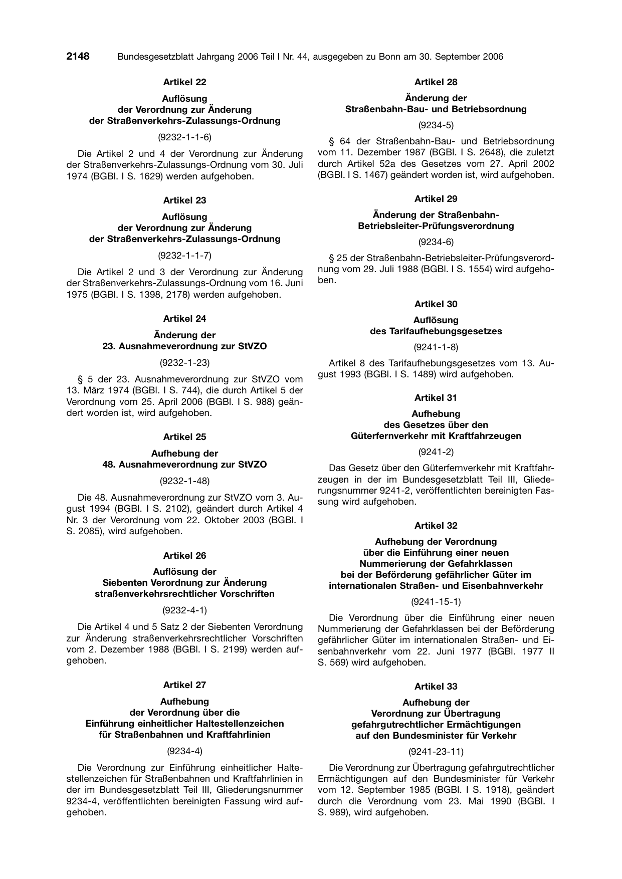 BGBl. 2006, Seite 2148 — Originalseite als Abbildung