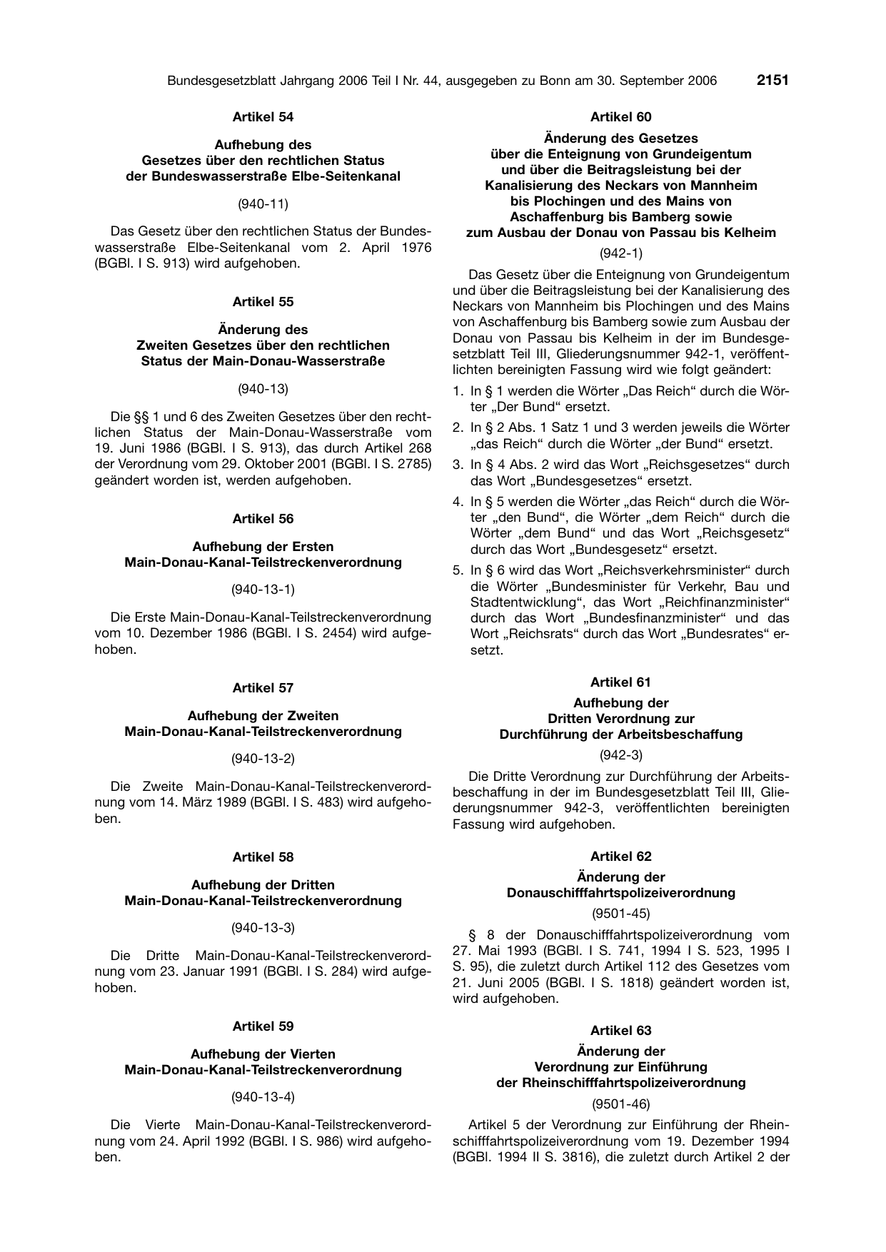 BGBl. 2006, Seite 2151 — Originalseite als Abbildung