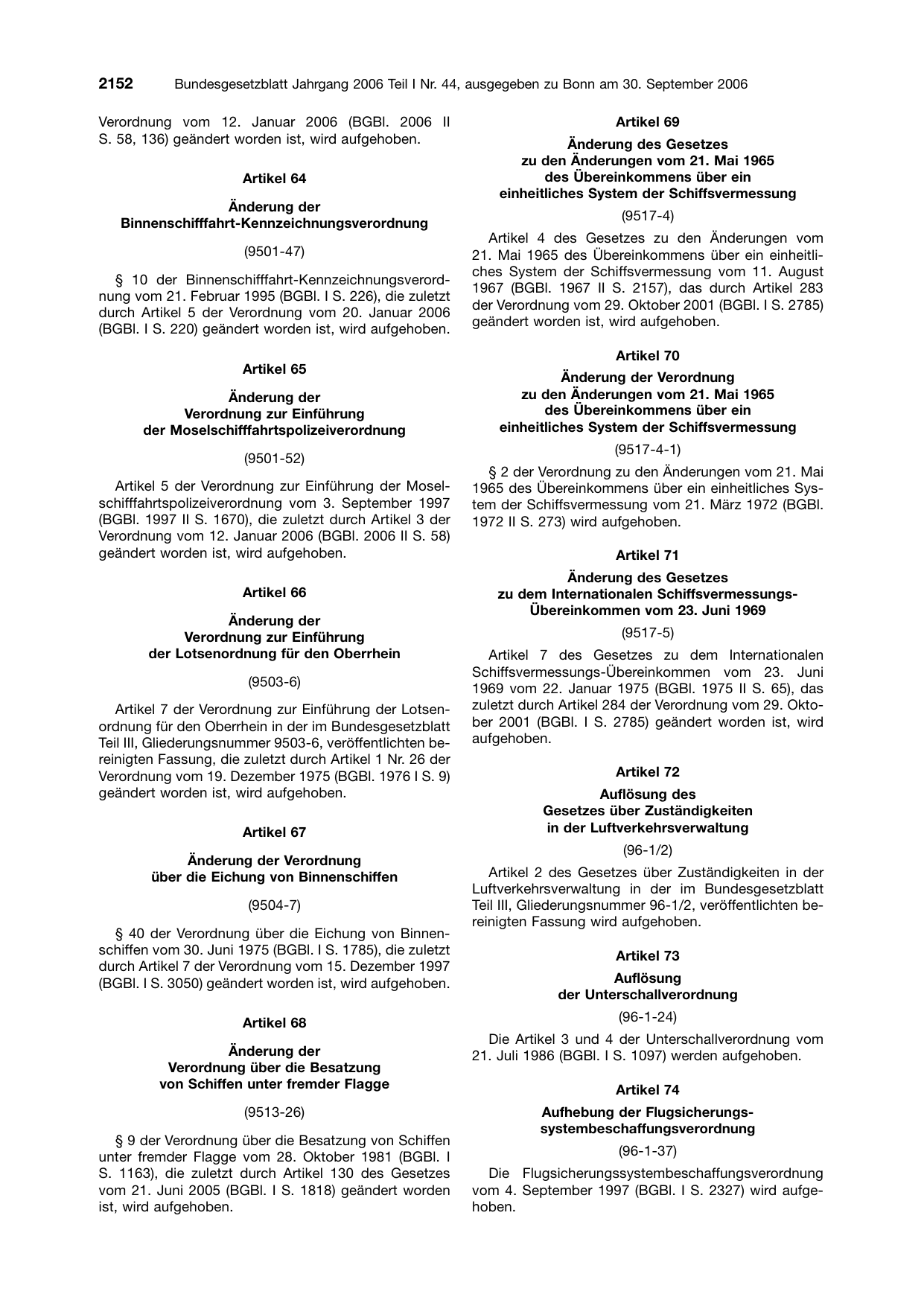BGBl. 2006, Seite 2152 — Originalseite als Abbildung