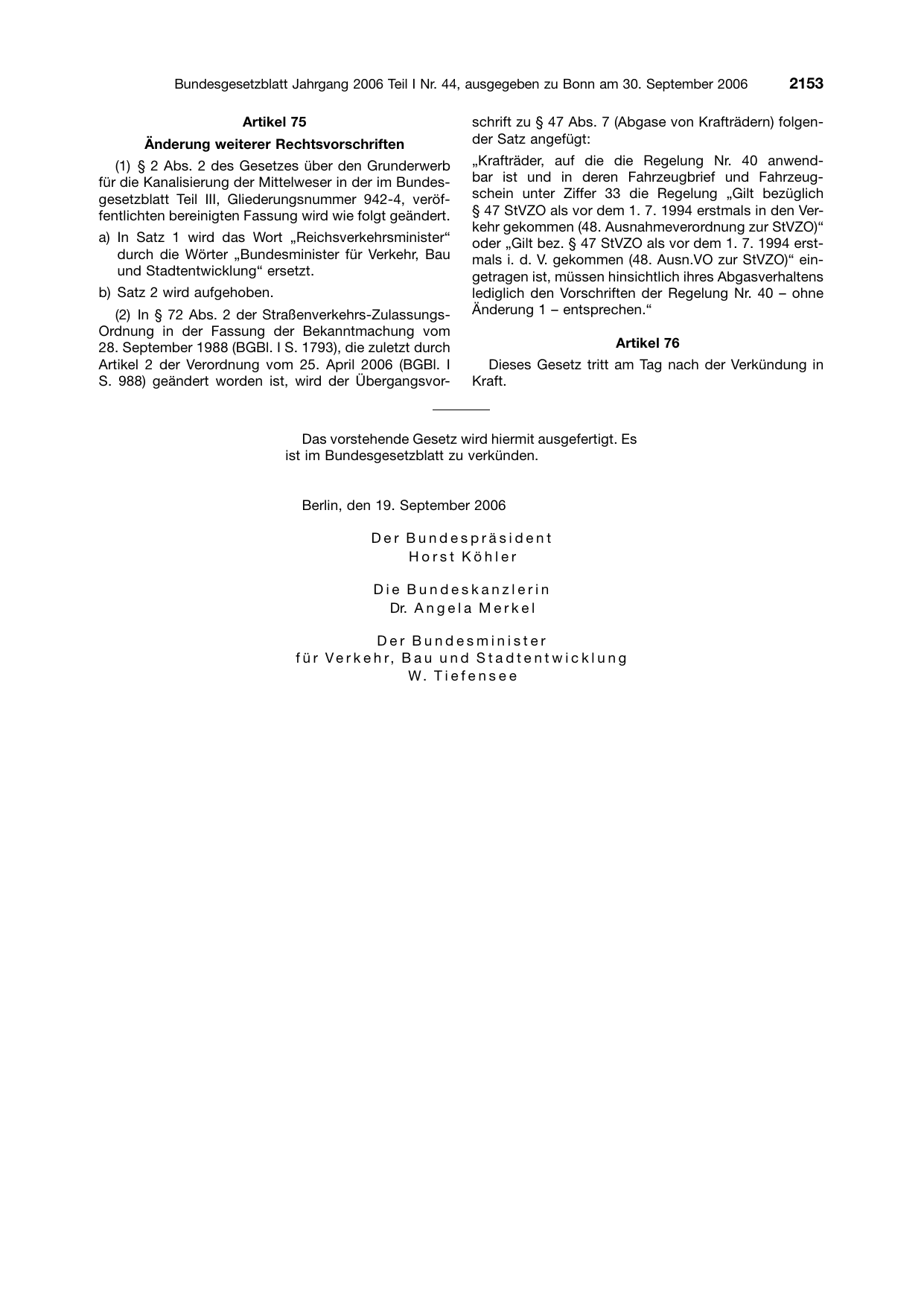 BGBl. 2006, Seite 2153 — Originalseite als Abbildung