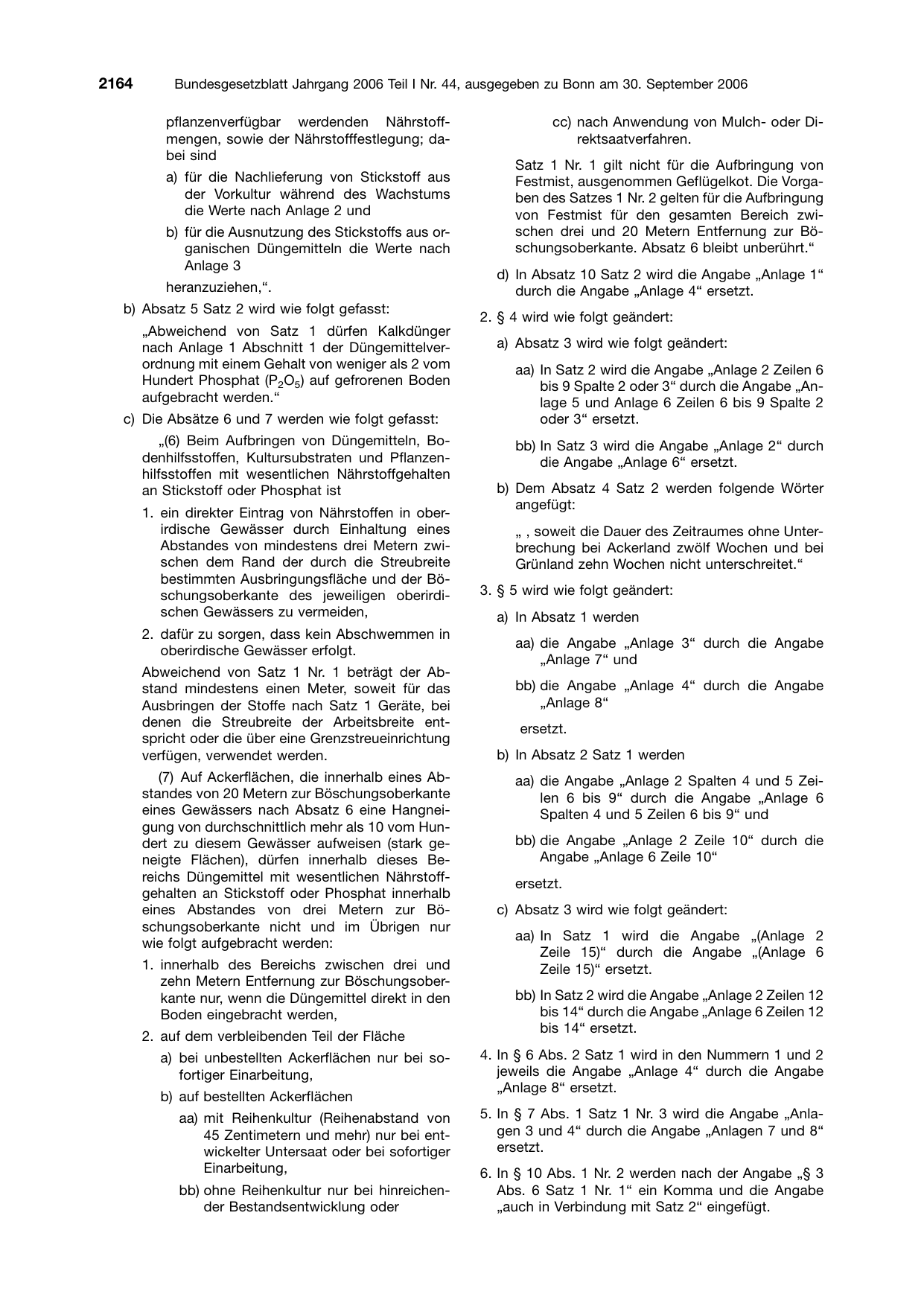 BGBl. 2006, Seite 2164 — Originalseite als Abbildung