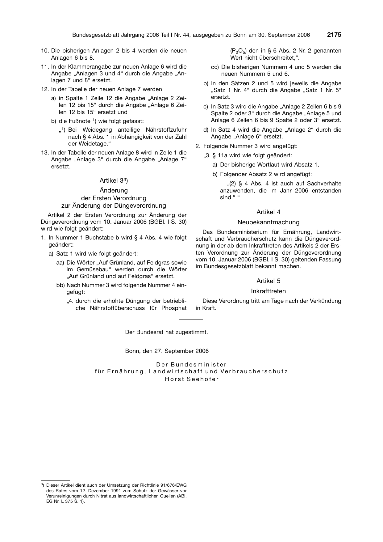 BGBl. 2006, Seite 2175 — Originalseite als Abbildung