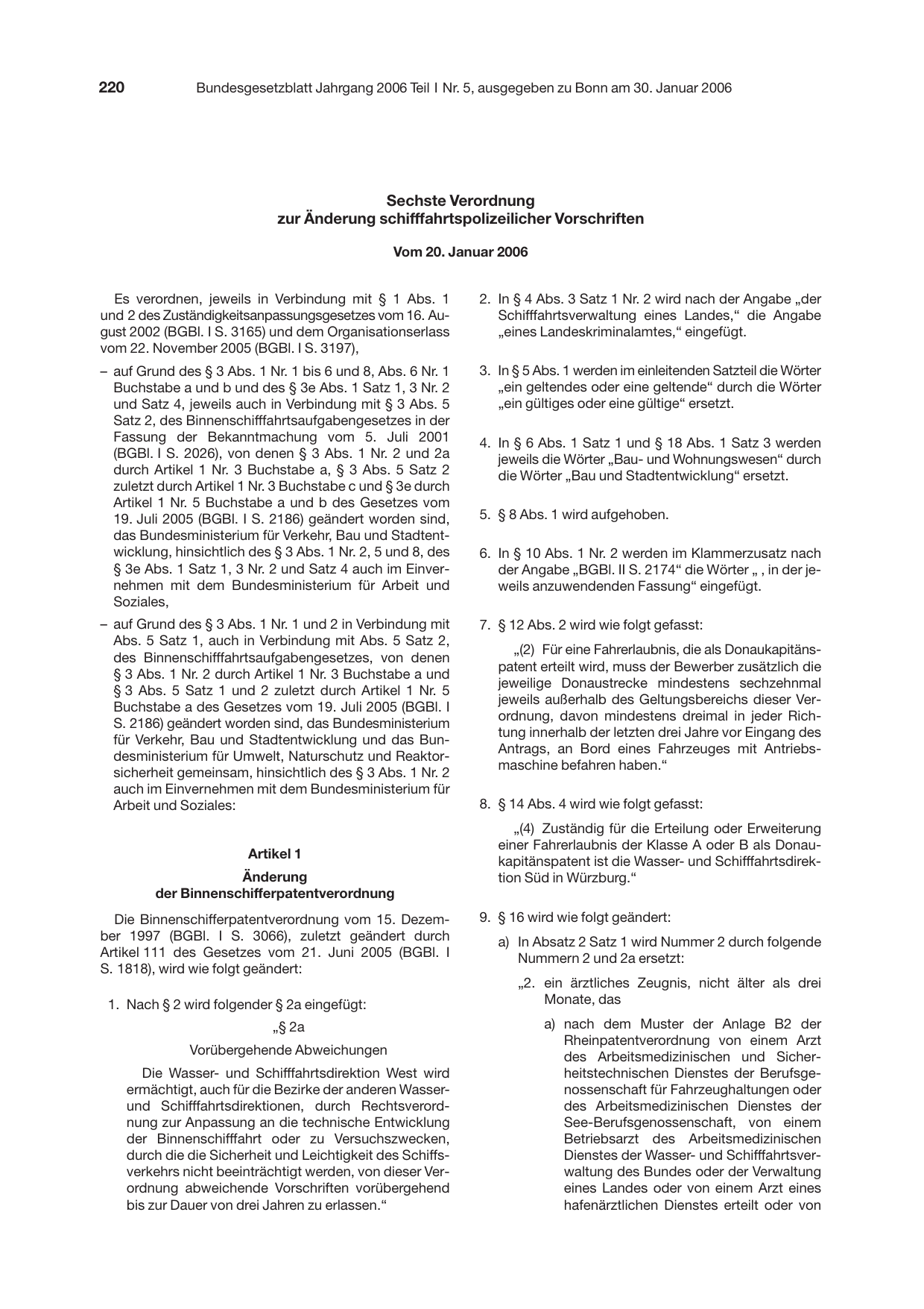 BGBl. 2006, Seite 220 — Originalseite als Abbildung