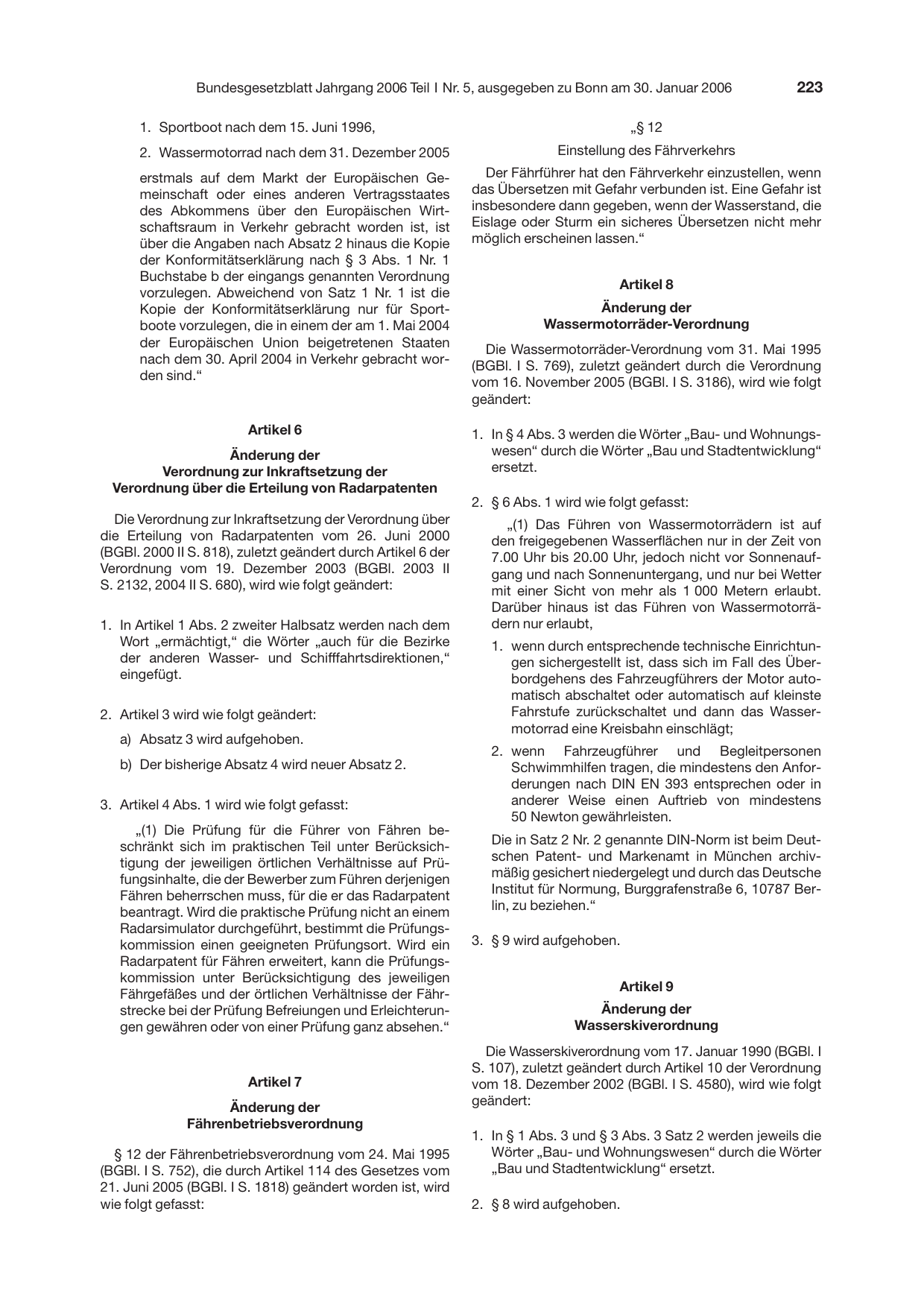 BGBl. 2006, Seite 223 — Originalseite als Abbildung
