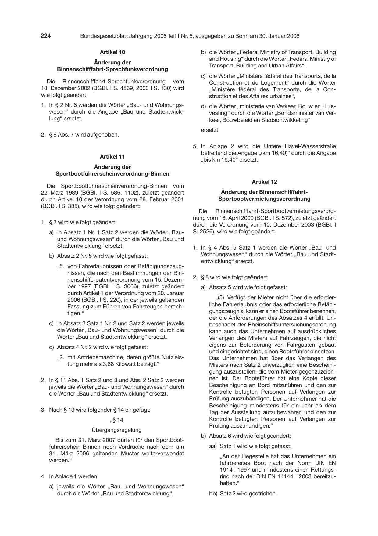 BGBl. 2006, Seite 224 — Originalseite als Abbildung