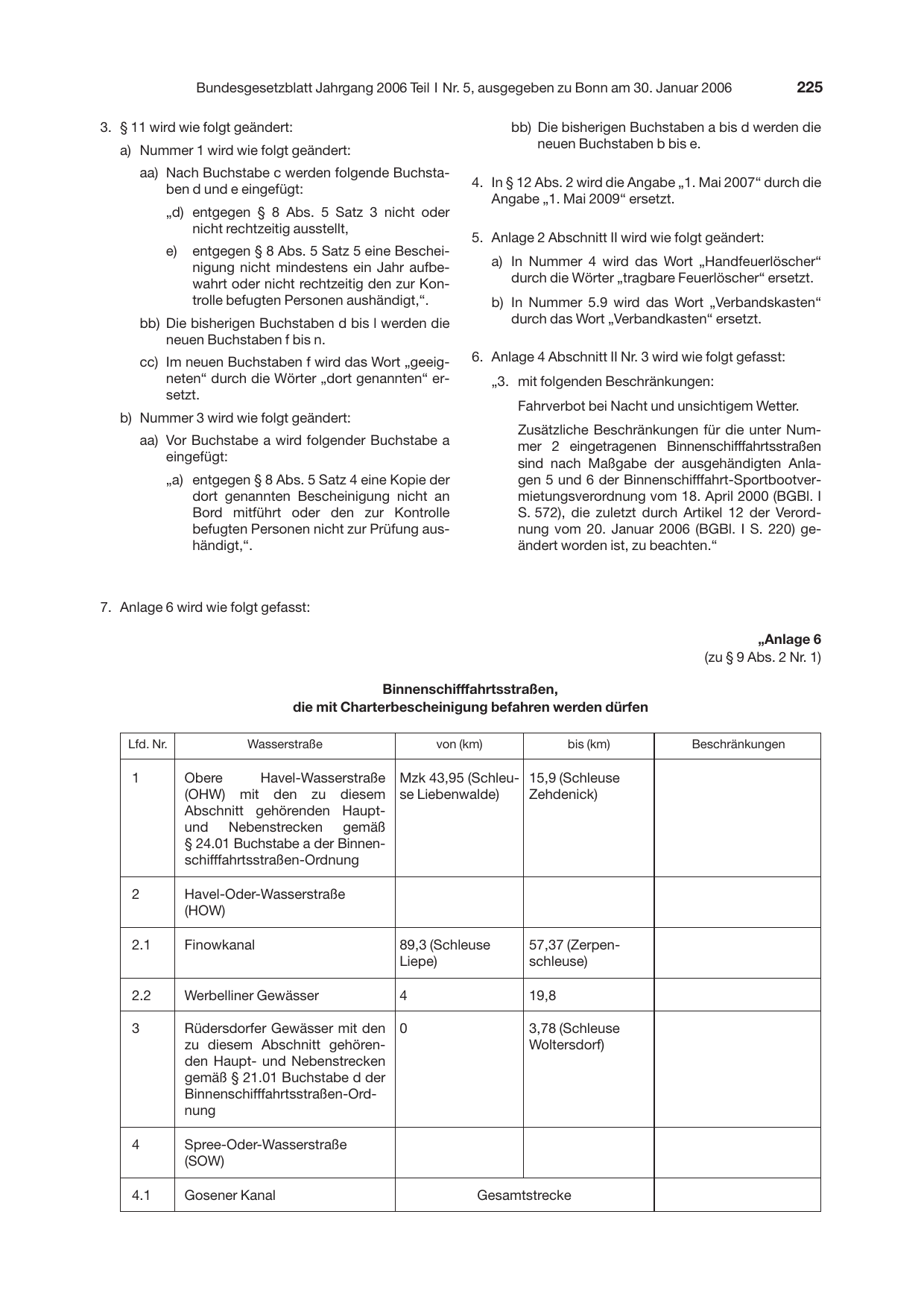 BGBl. 2006, Seite 225 — Originalseite als Abbildung