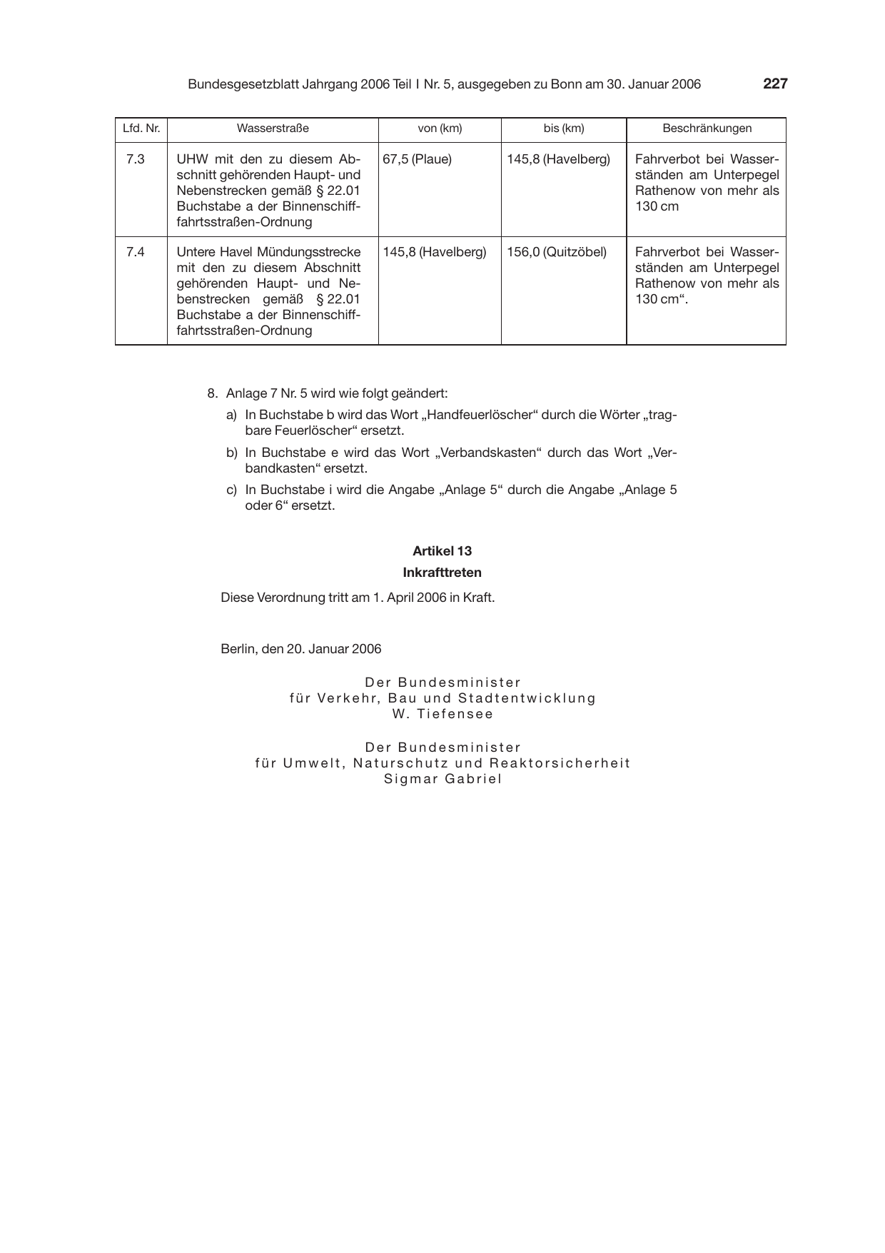 BGBl. 2006, Seite 227 — Originalseite als Abbildung