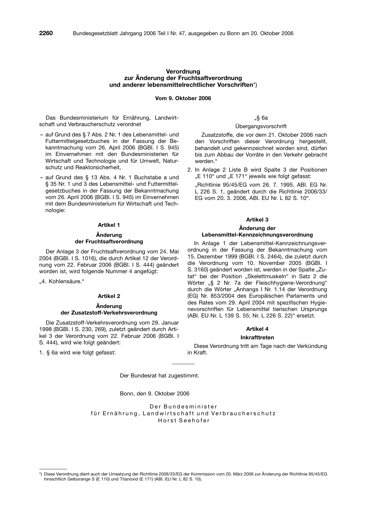 BGBl. 2006, Seite 2260 — Originalseite als Abbildung