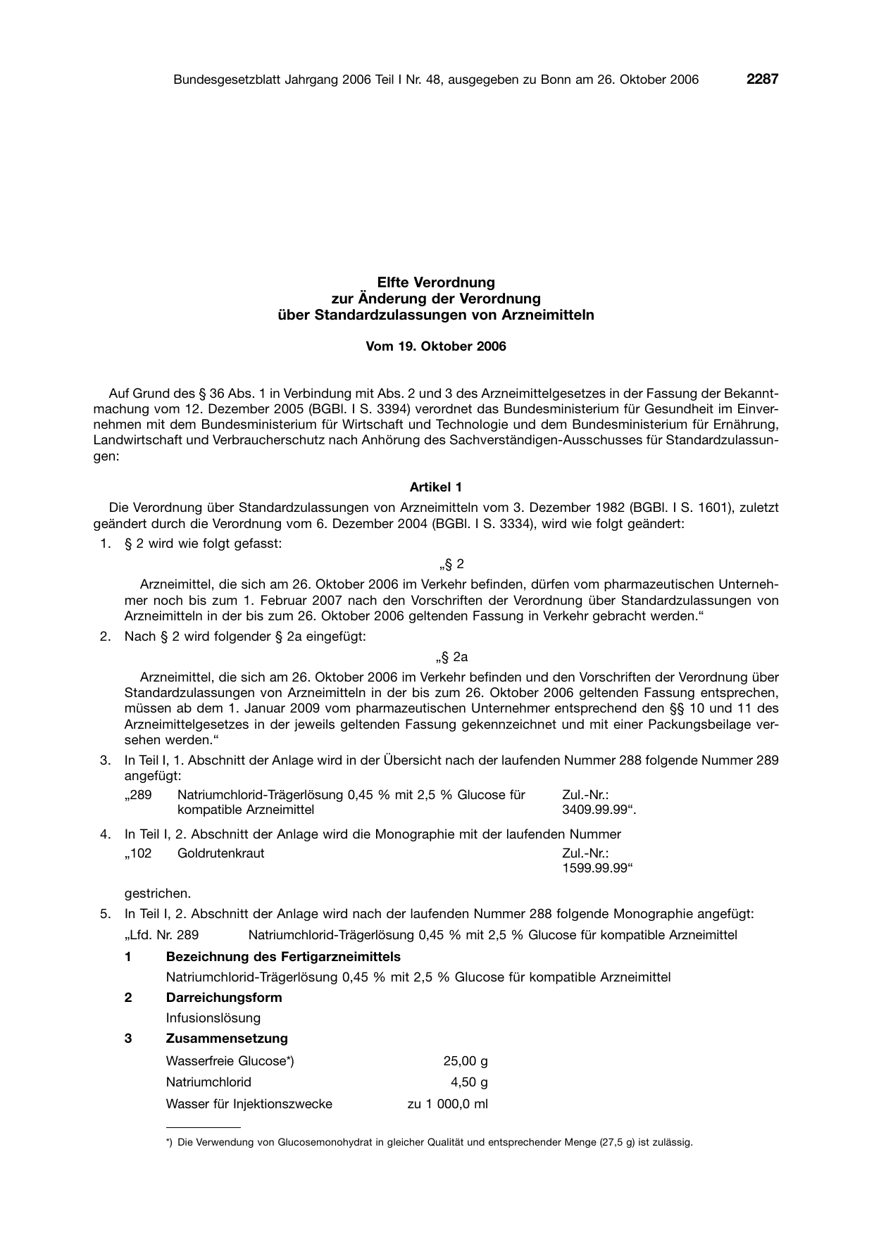 BGBl. 2006, Seite 2287 — Originalseite als Abbildung