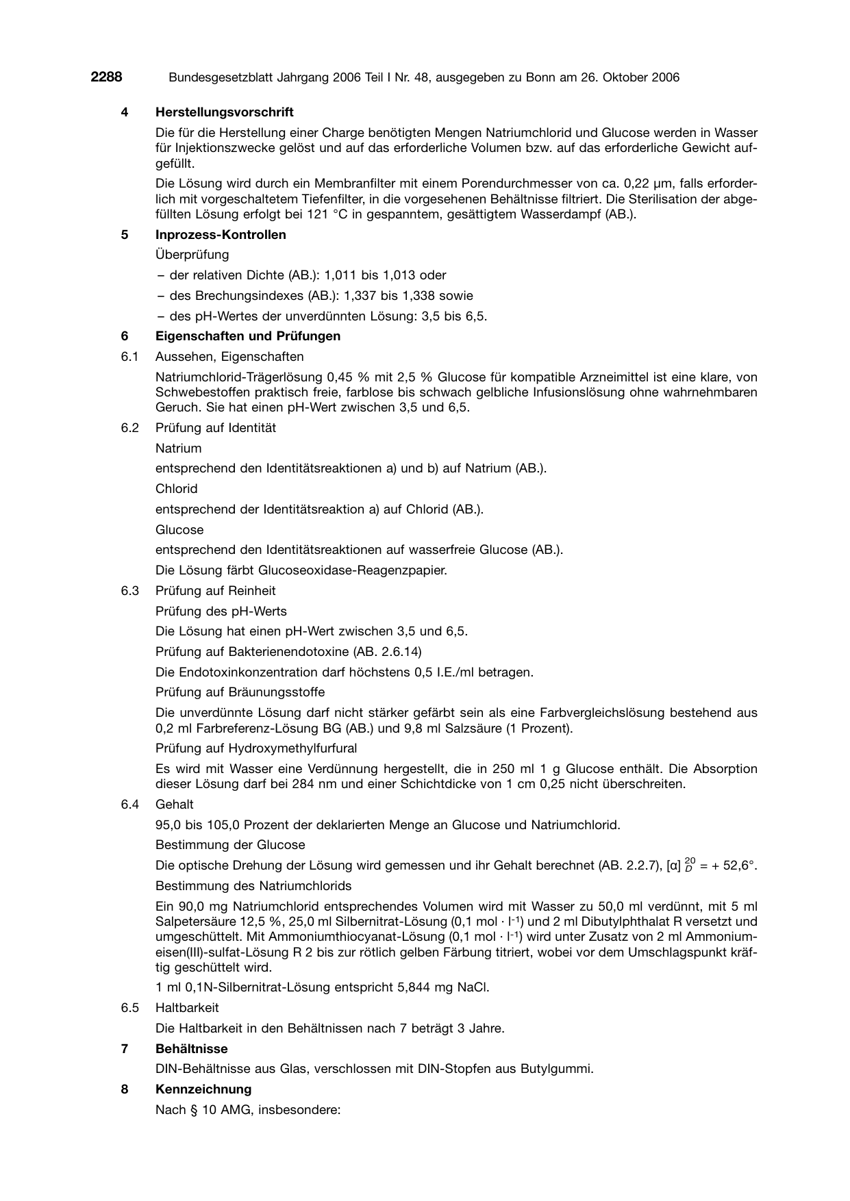 BGBl. 2006, Seite 2288 — Originalseite als Abbildung