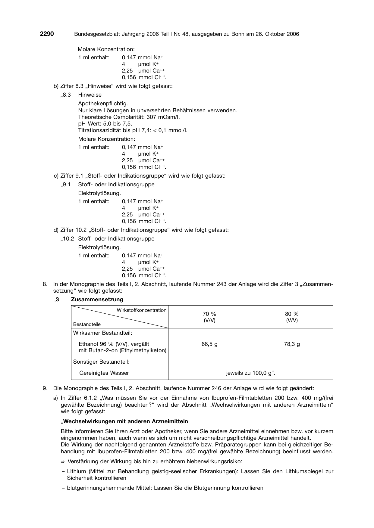BGBl. 2006, Seite 2290 — Originalseite als Abbildung