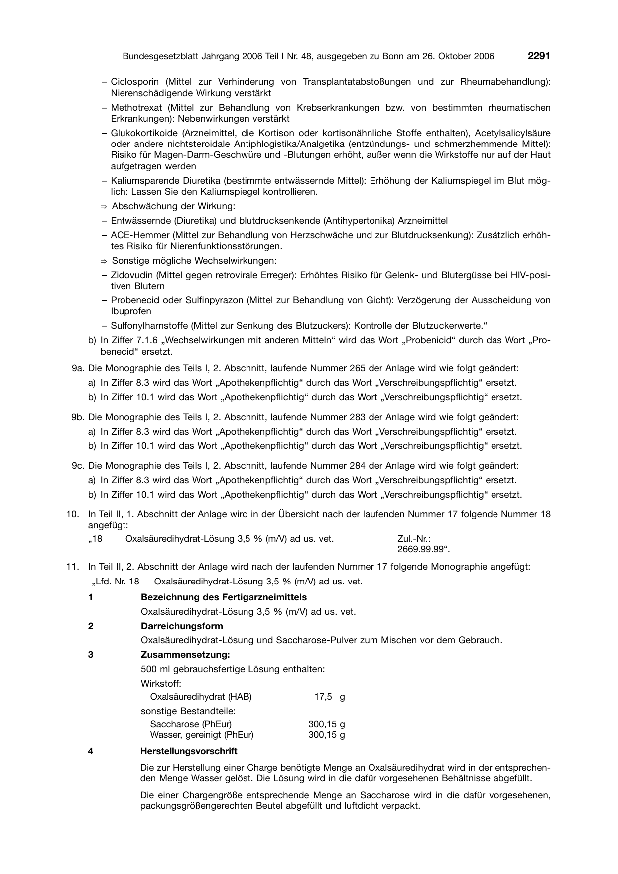 BGBl. 2006, Seite 2291 — Originalseite als Abbildung