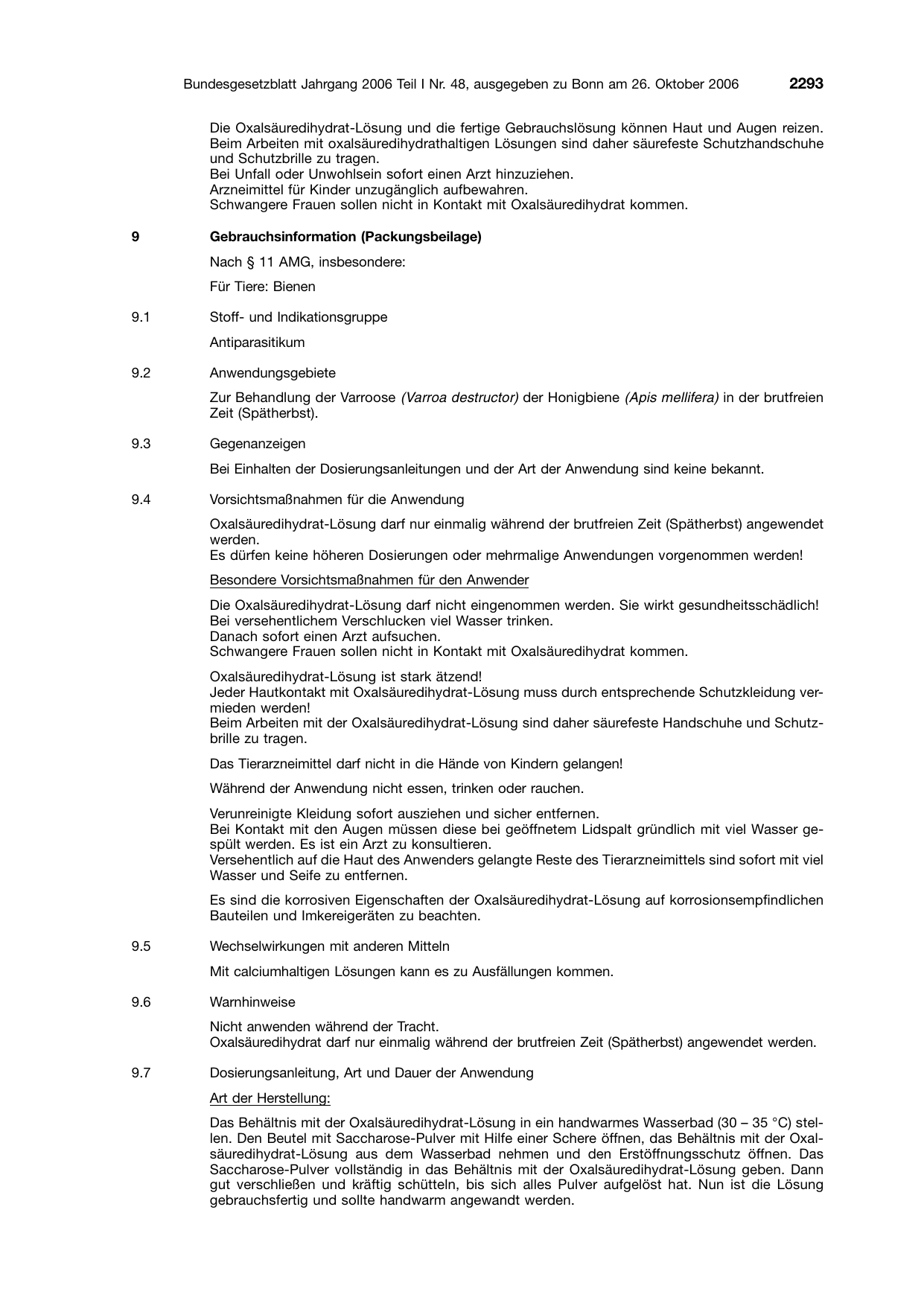 BGBl. 2006, Seite 2293 — Originalseite als Abbildung