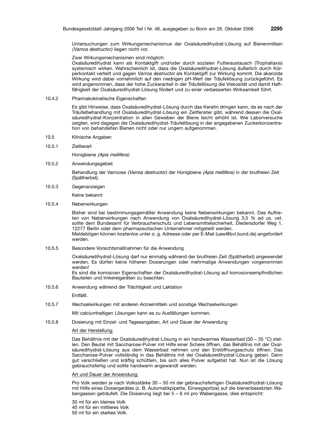 BGBl. 2006, Seite 2295 — Originalseite als Abbildung