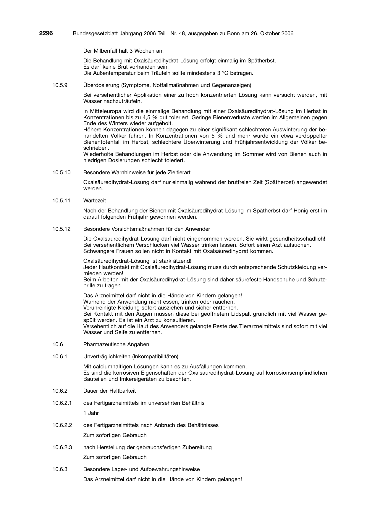 BGBl. 2006, Seite 2296 — Originalseite als Abbildung