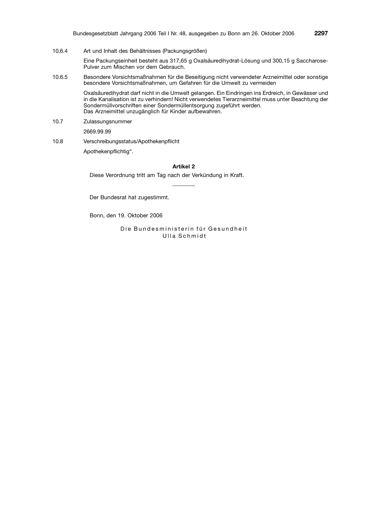BGBl. 2006, Seite 2297 — Originalseite als Abbildung