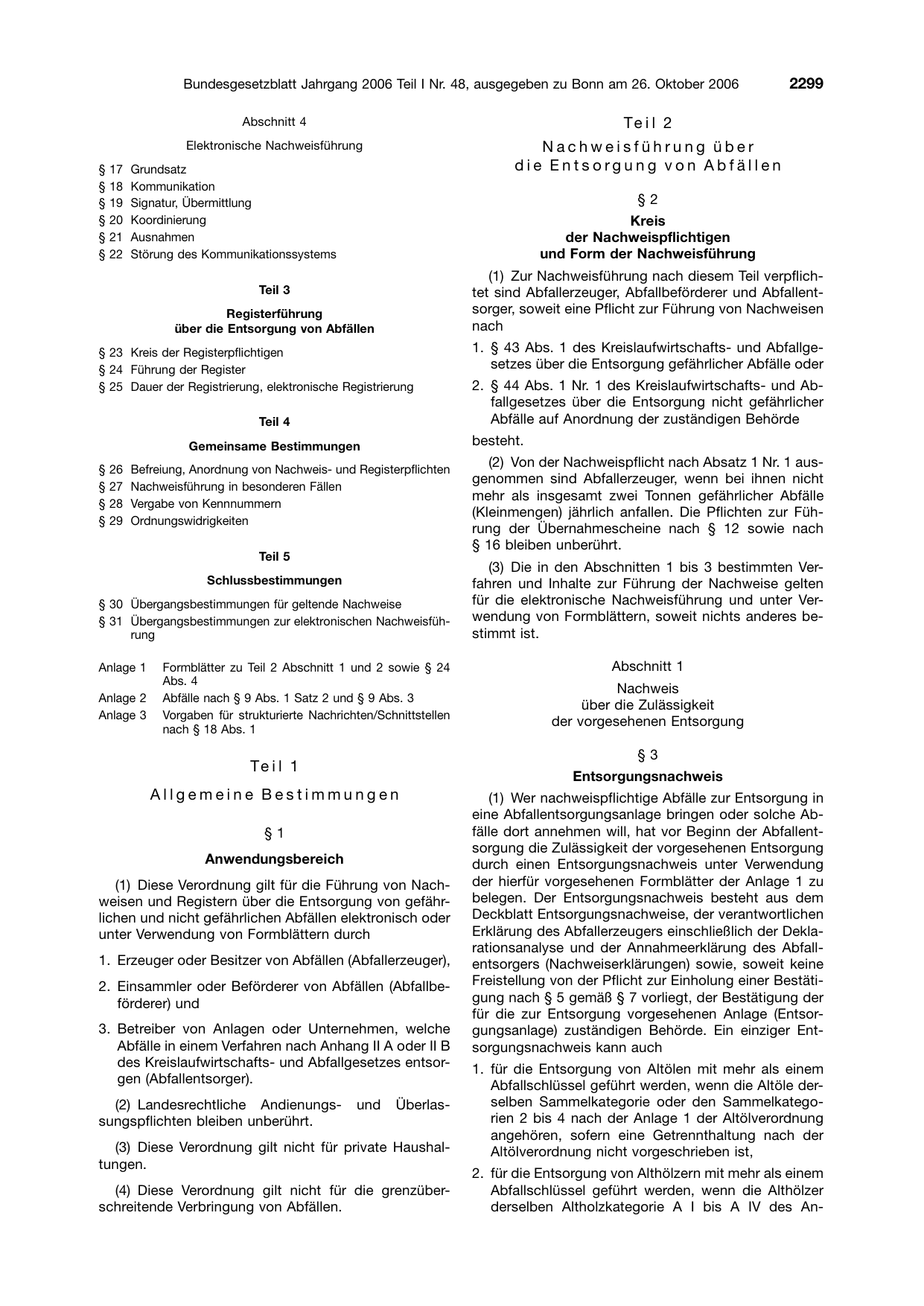 BGBl. 2006, Seite 2299 — Originalseite als Abbildung