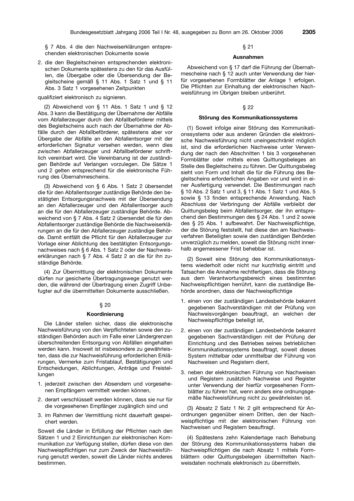 BGBl. 2006, Seite 2305 — Originalseite als Abbildung