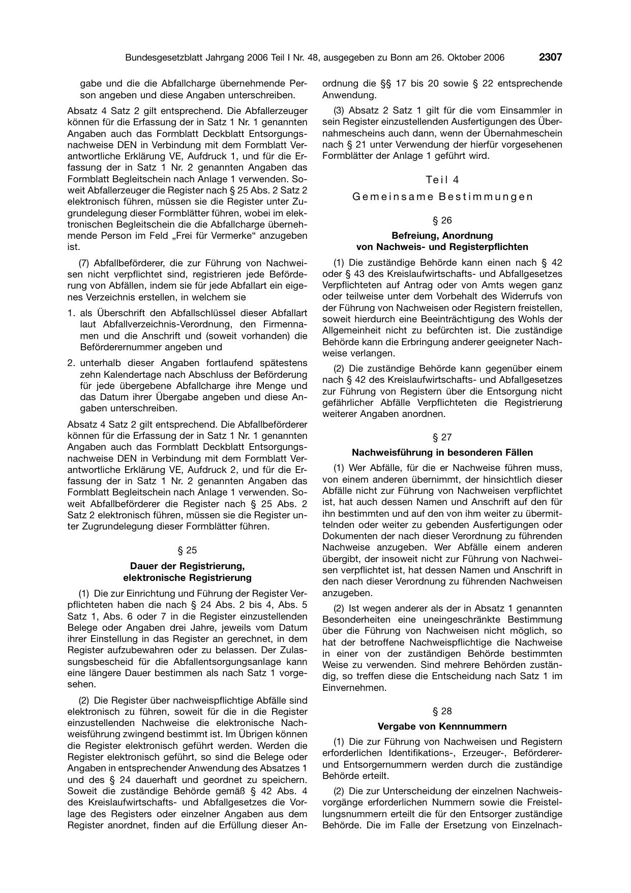 BGBl. 2006, Seite 2307 — Originalseite als Abbildung