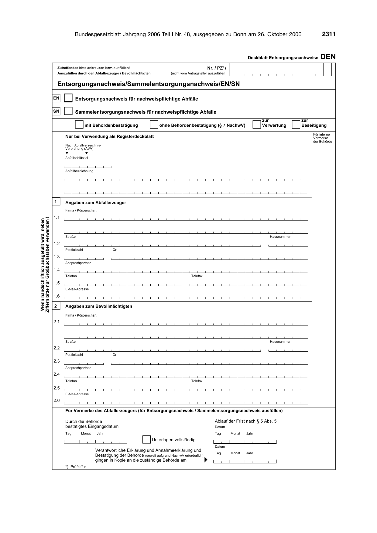 BGBl. 2006, Seite 2311 — Originalseite als Abbildung
