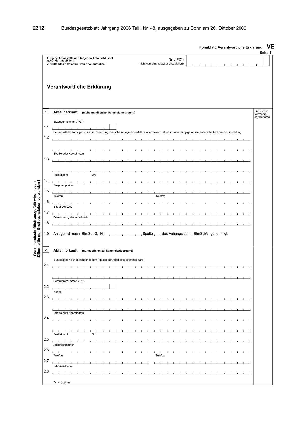 BGBl. 2006, Seite 2312 — Originalseite als Abbildung