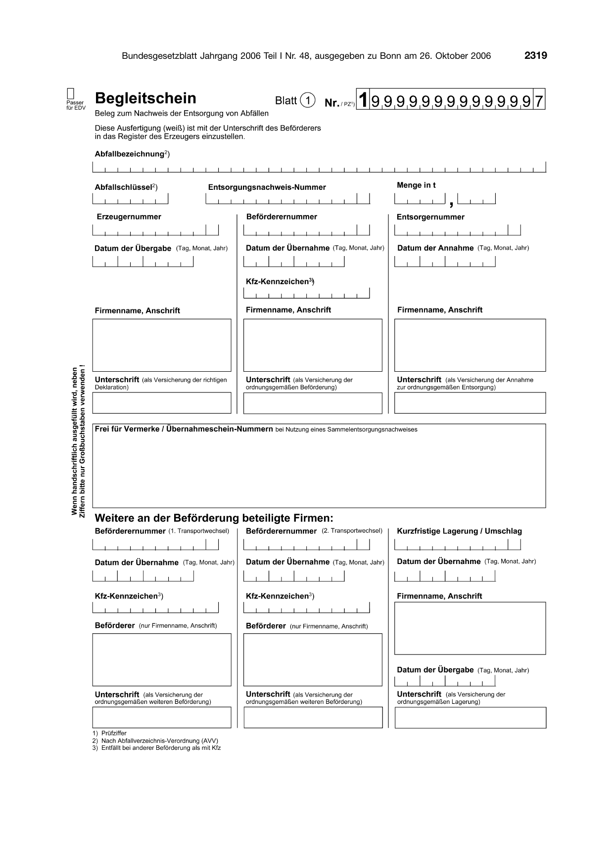 BGBl. 2006, Seite 2319 — Originalseite als Abbildung