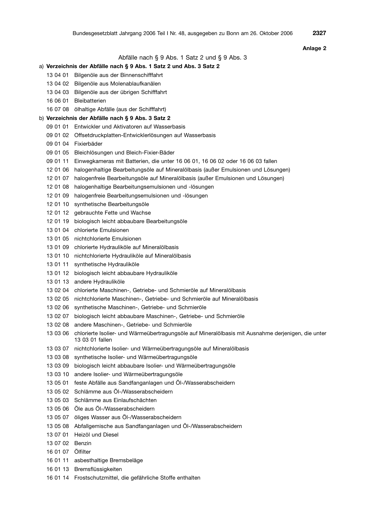 BGBl. 2006, Seite 2327 — Originalseite als Abbildung