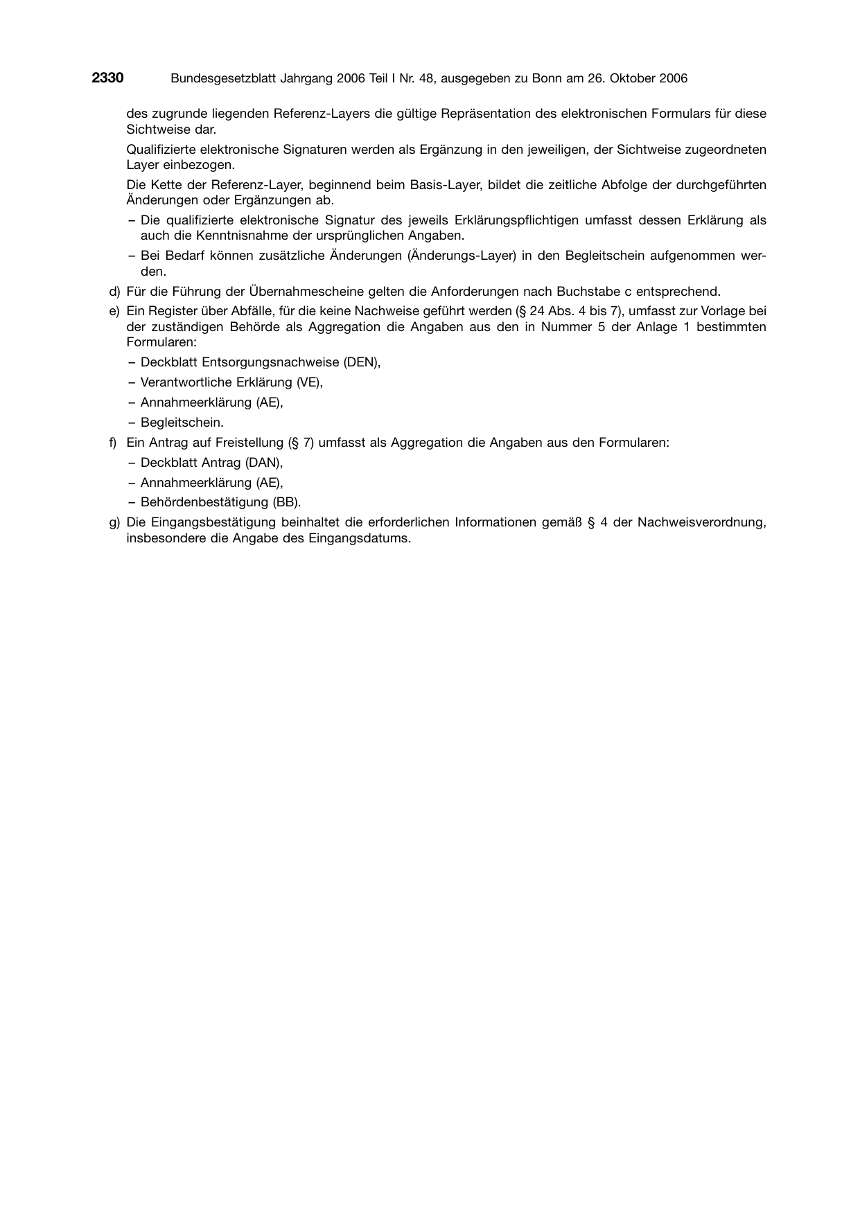 BGBl. 2006, Seite 2330 — Originalseite als Abbildung