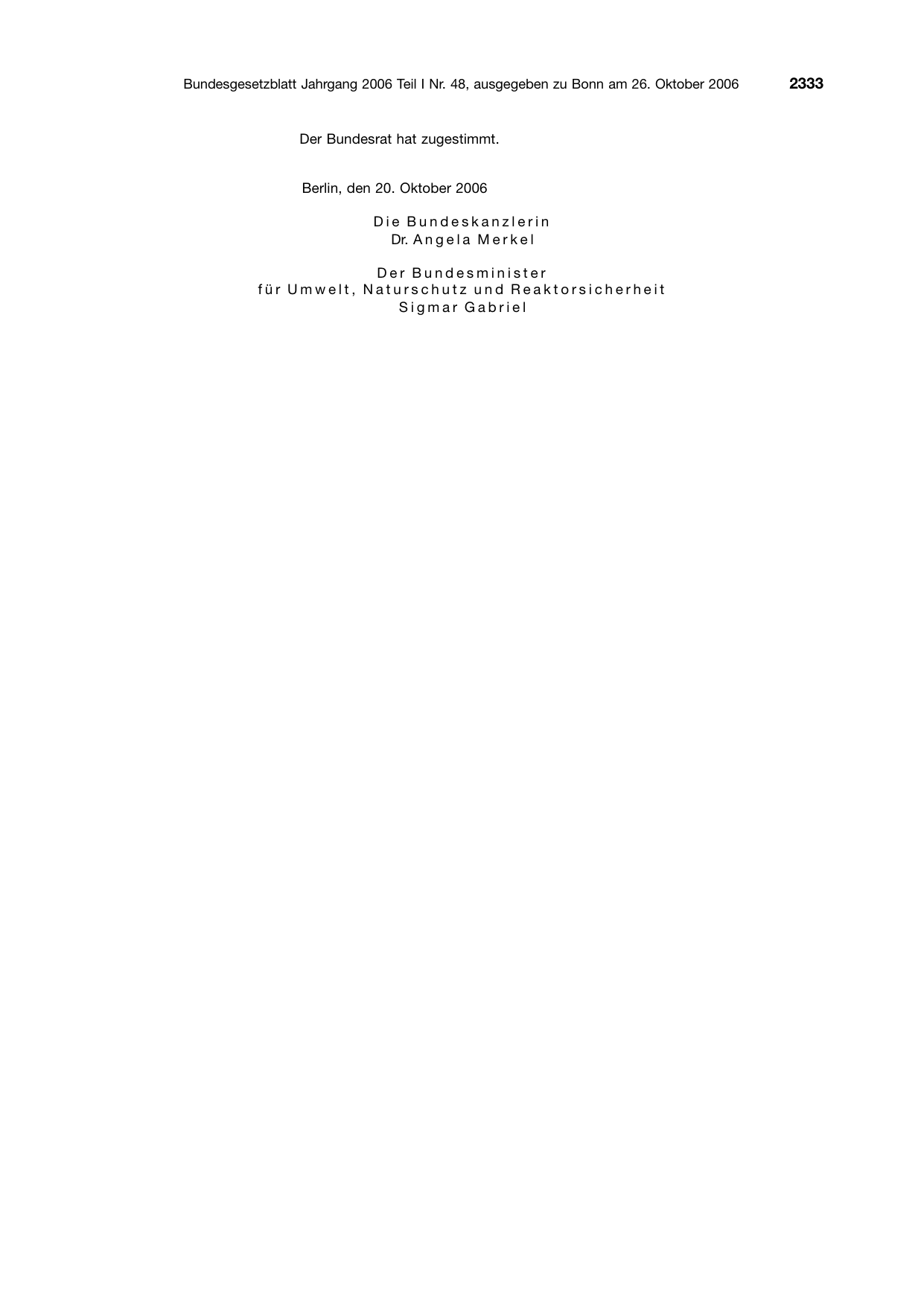 BGBl. 2006, Seite 2333 — Originalseite als Abbildung