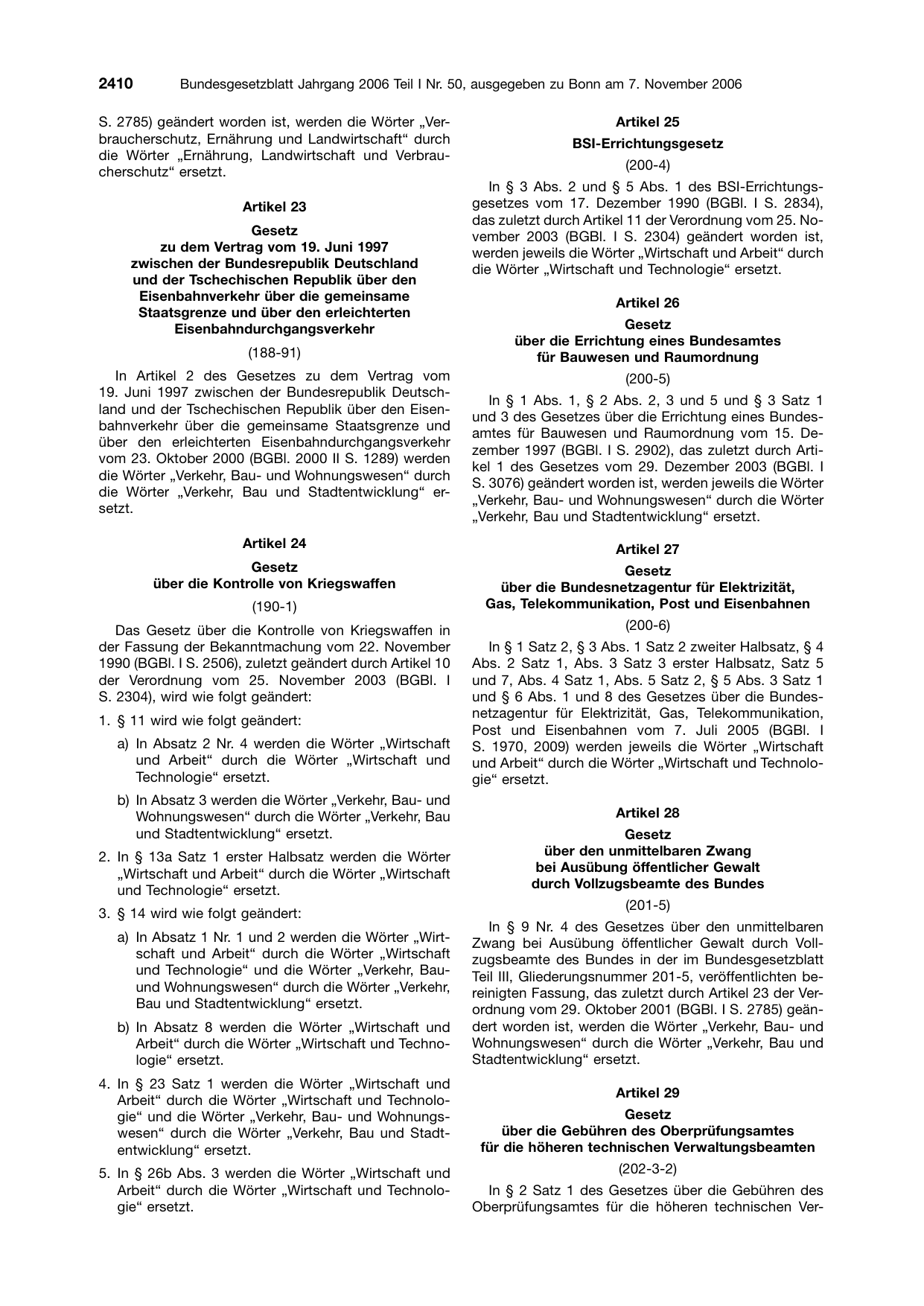 BGBl. 2006, Seite 2410 — Originalseite als Abbildung