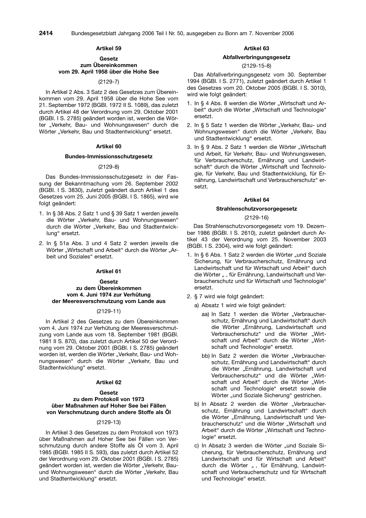 BGBl. 2006, Seite 2414 — Originalseite als Abbildung