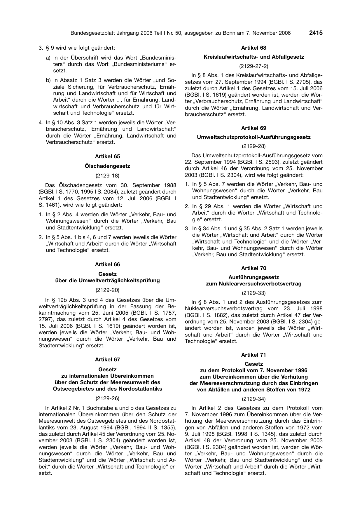 BGBl. 2006, Seite 2415 — Originalseite als Abbildung
