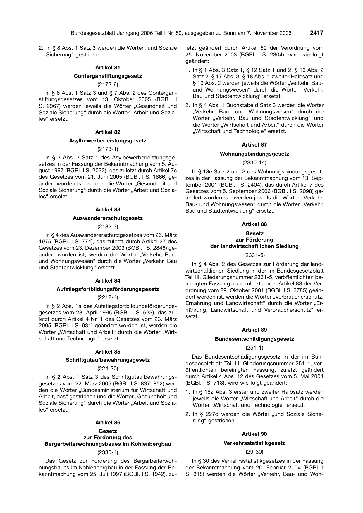 BGBl. 2006, Seite 2417 — Originalseite als Abbildung