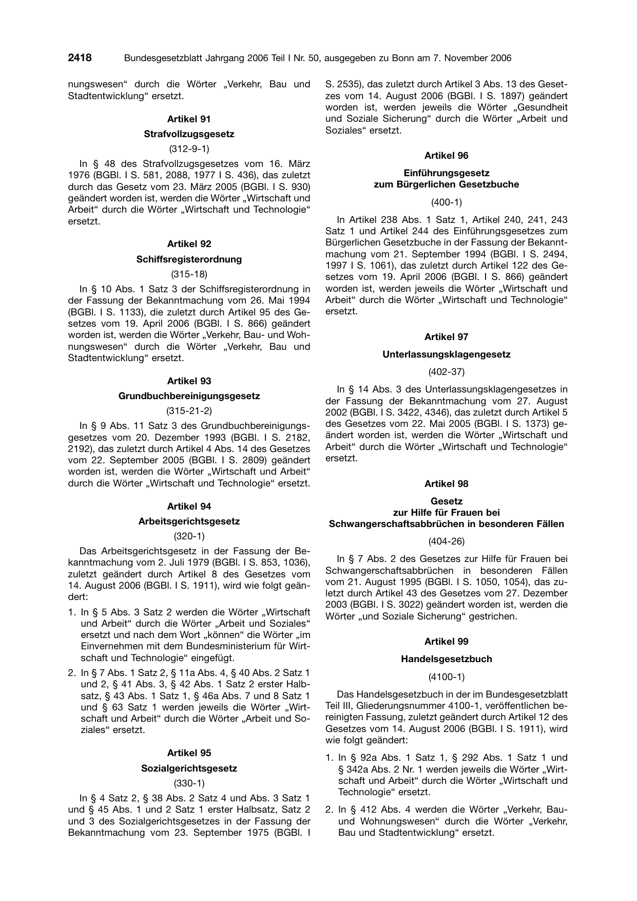 BGBl. 2006, Seite 2418 — Originalseite als Abbildung