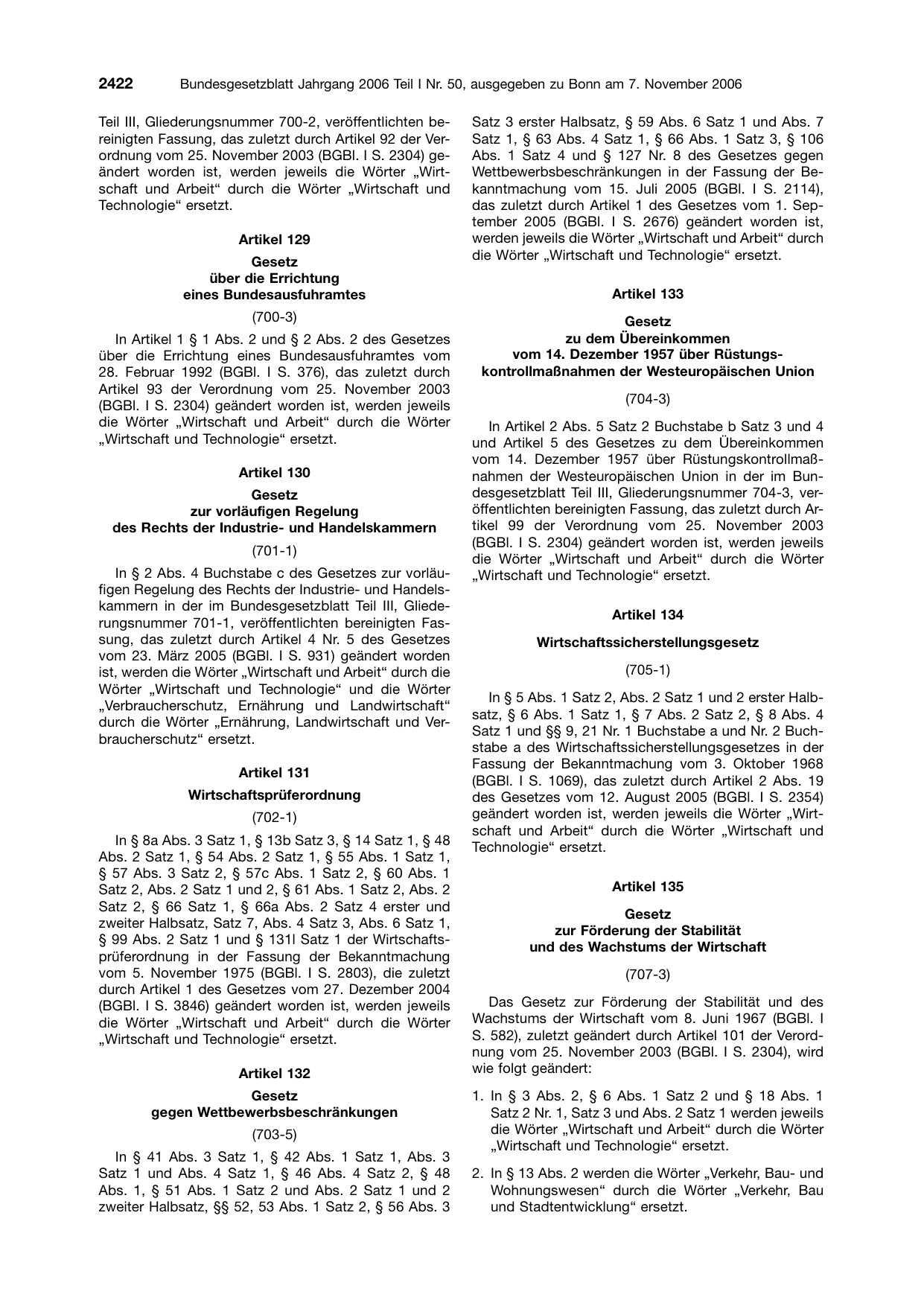 BGBl. 2006, Seite 2422 — Originalseite als Abbildung