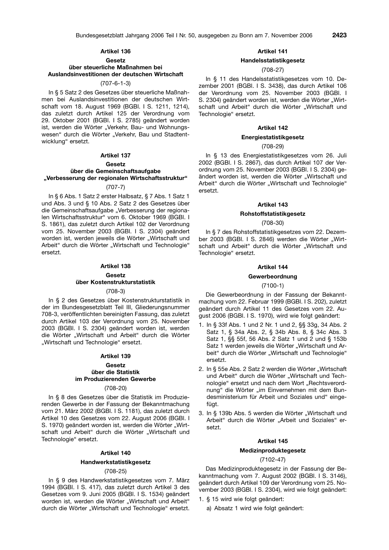 BGBl. 2006, Seite 2423 — Originalseite als Abbildung