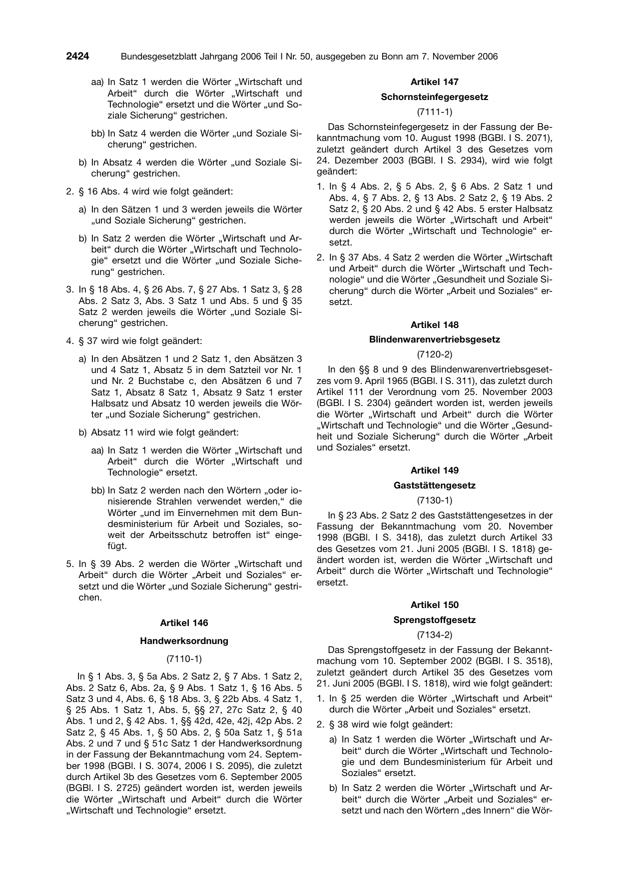 BGBl. 2006, Seite 2424 — Originalseite als Abbildung