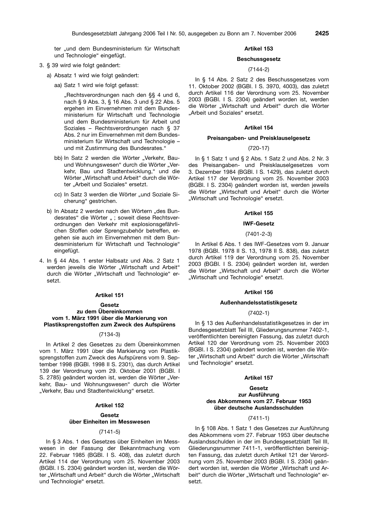 BGBl. 2006, Seite 2425 — Originalseite als Abbildung