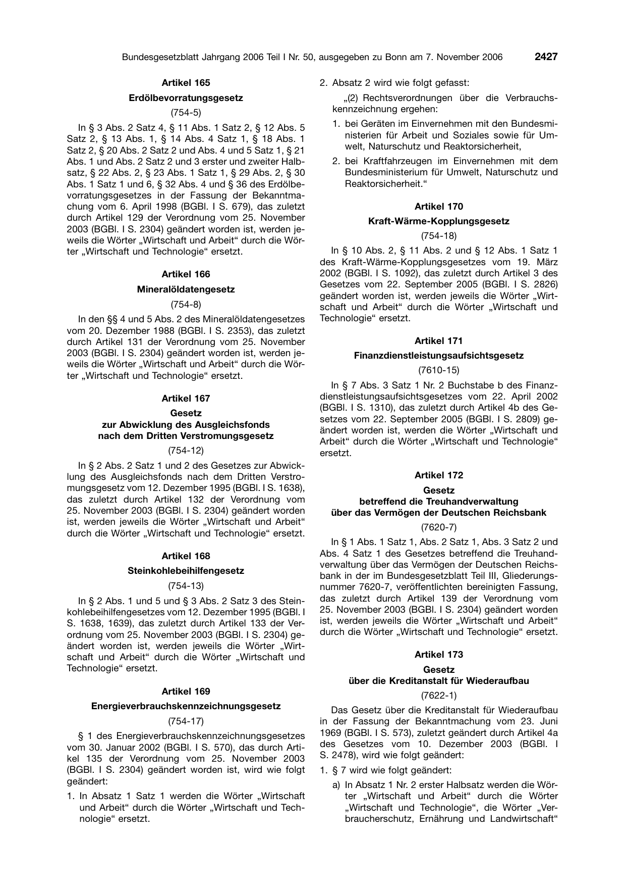 BGBl. 2006, Seite 2427 — Originalseite als Abbildung